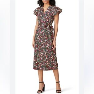 draper james floral linen wrap dress Draper James | Dresses | Draper James 0 Linen Floral Ruffle Flutter Sleeve Wrap  Dress